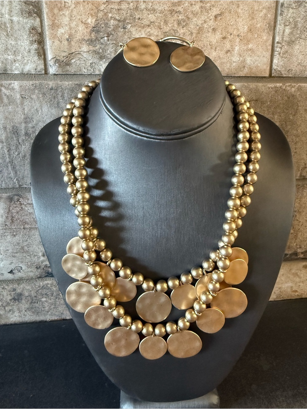 Gold-Tone Multi-Strand Disc Necklace and Earrings - Women's Jewelry